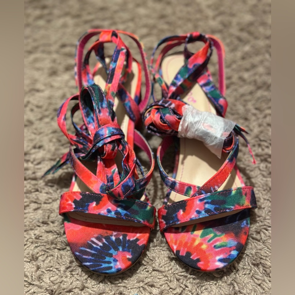 BAMBOO Multicolor Tie-Dye Heels